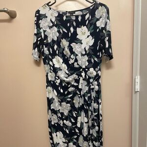 Ann Taylor Navy Floral Midi Dress